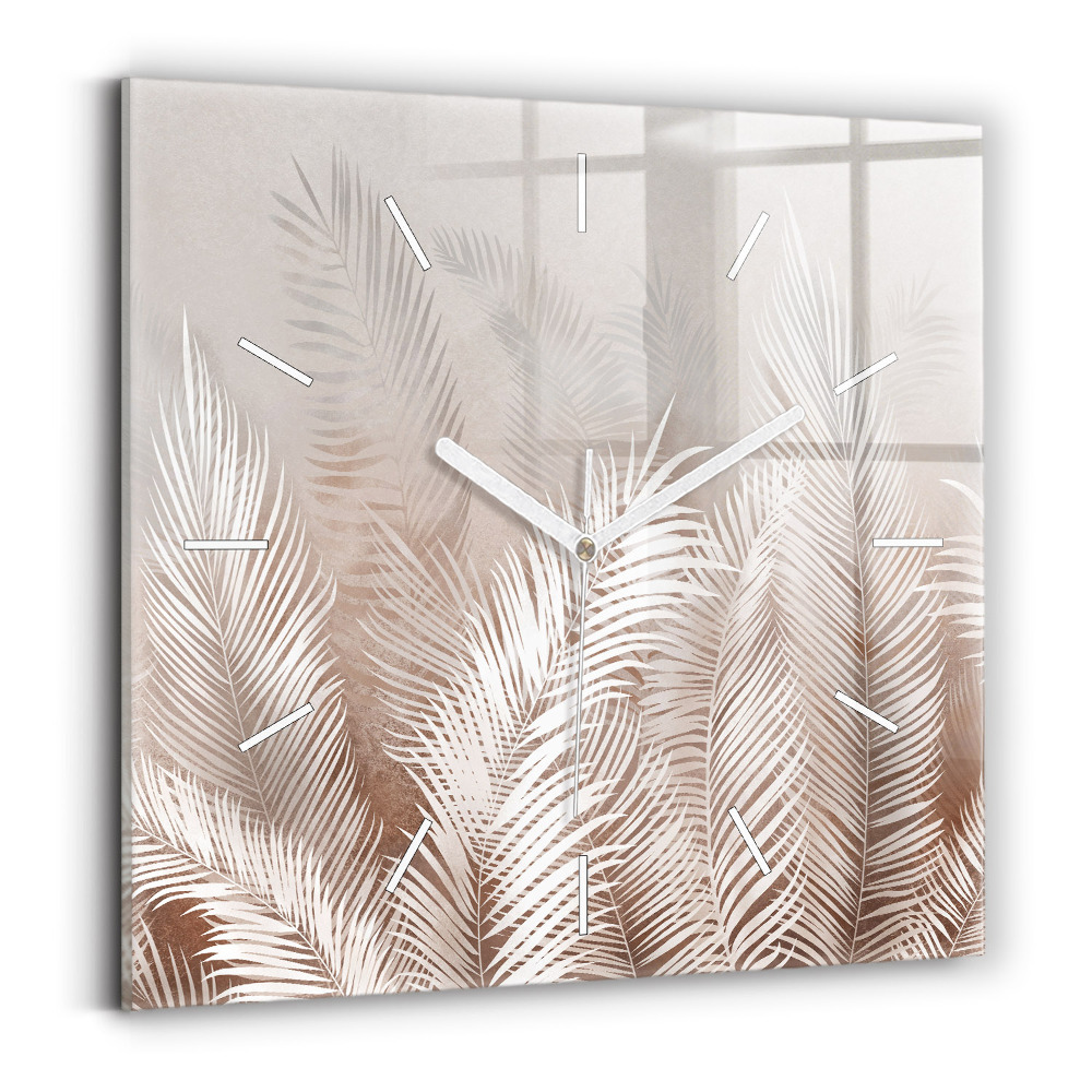 Horloge murale carrée Feuilles tropicales boho