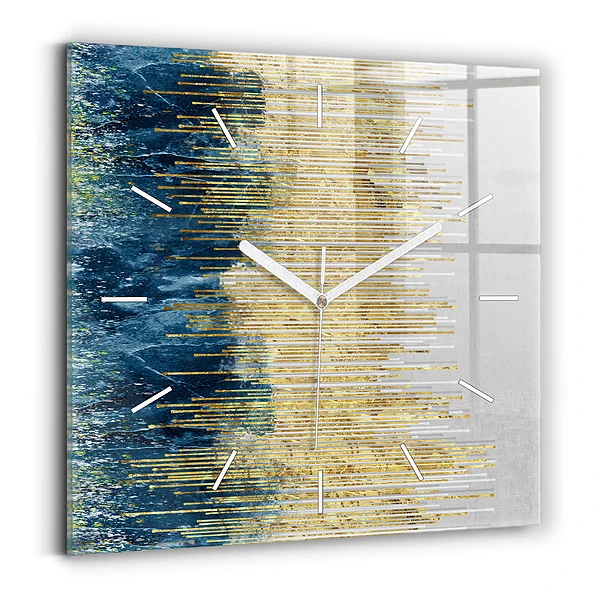 Horloge murale carrée Motif décoratif et or