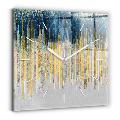 Pendule carrée en verre Motif décoratif et or