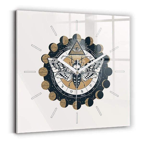 Horloge murale carrée Phases de la lune et œil