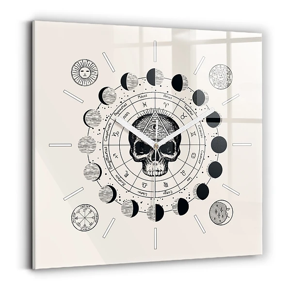 Horloge carrée en verre Phases de la lune