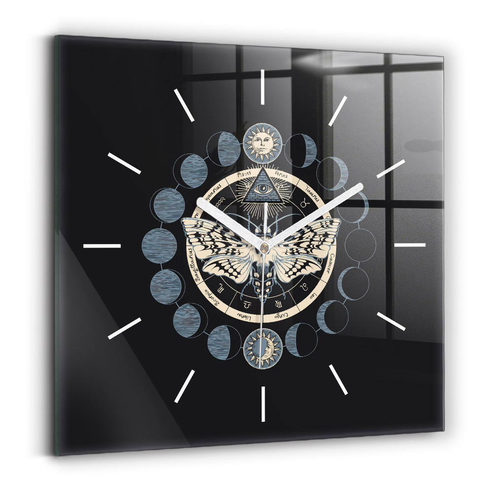 Horloge carrée en verre Phases de la lune