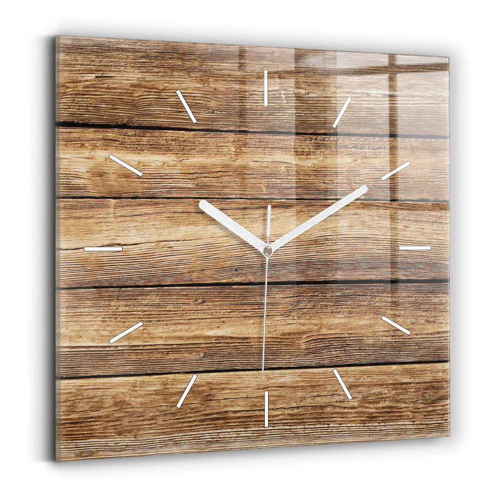 Pendule carrée en verre Planches en bois