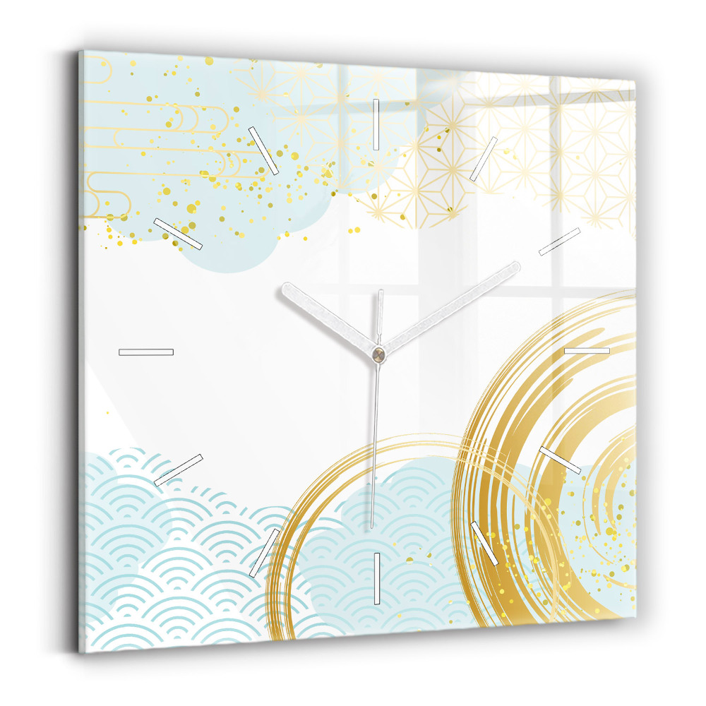 Horloge carrée en verre Motif décoratif