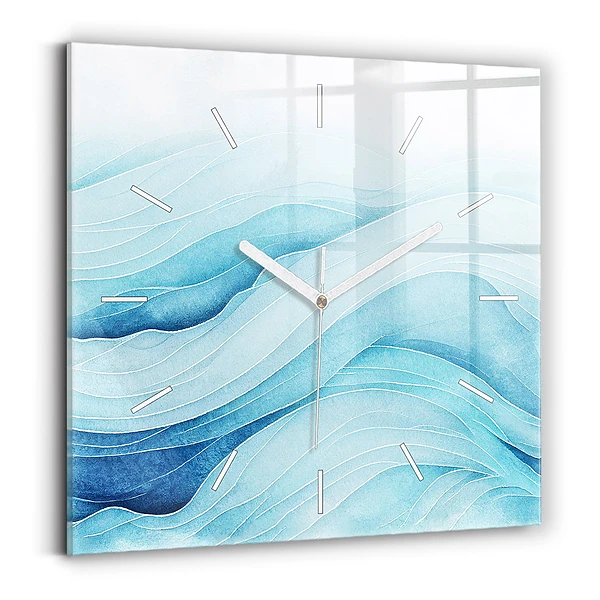 Pendule carrée en verre Nuages bleus