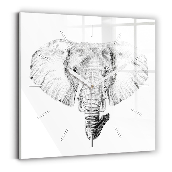 Horloge murale carrée Tête d'éléphant graphique