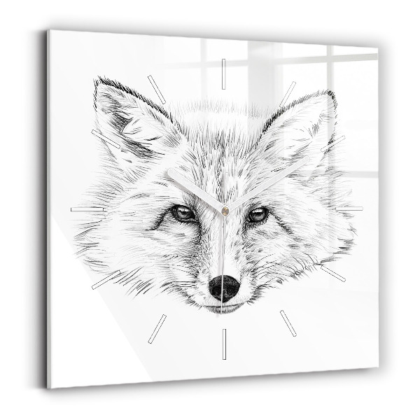 Horloge carrée en verre Tête de renard graphique