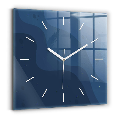 Horloge carrée en verre Vagues bleues