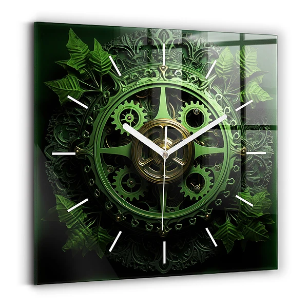 Pendule carrée en verre Mécanisme vert