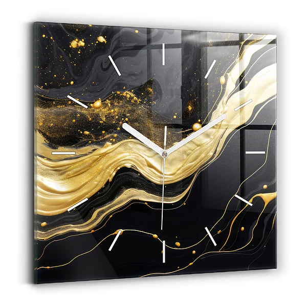 Horloge carrée en verre Marbre doré