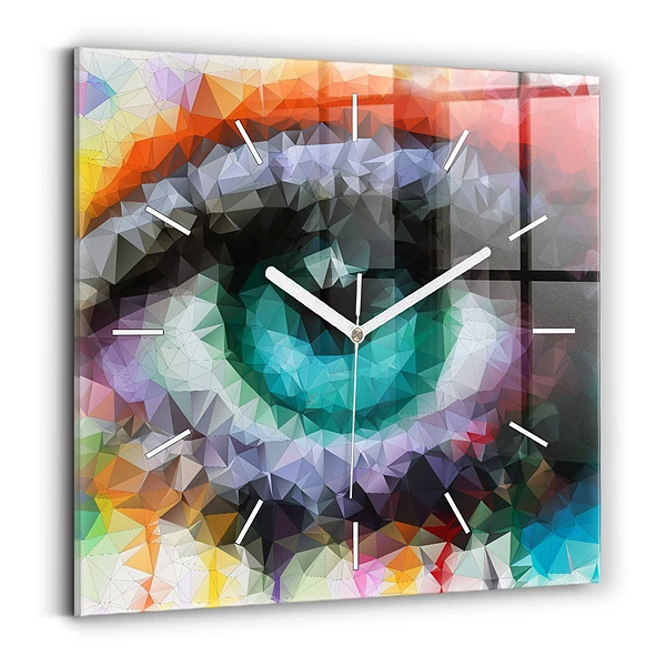 Pendule carrée en verre Œil humain coloré