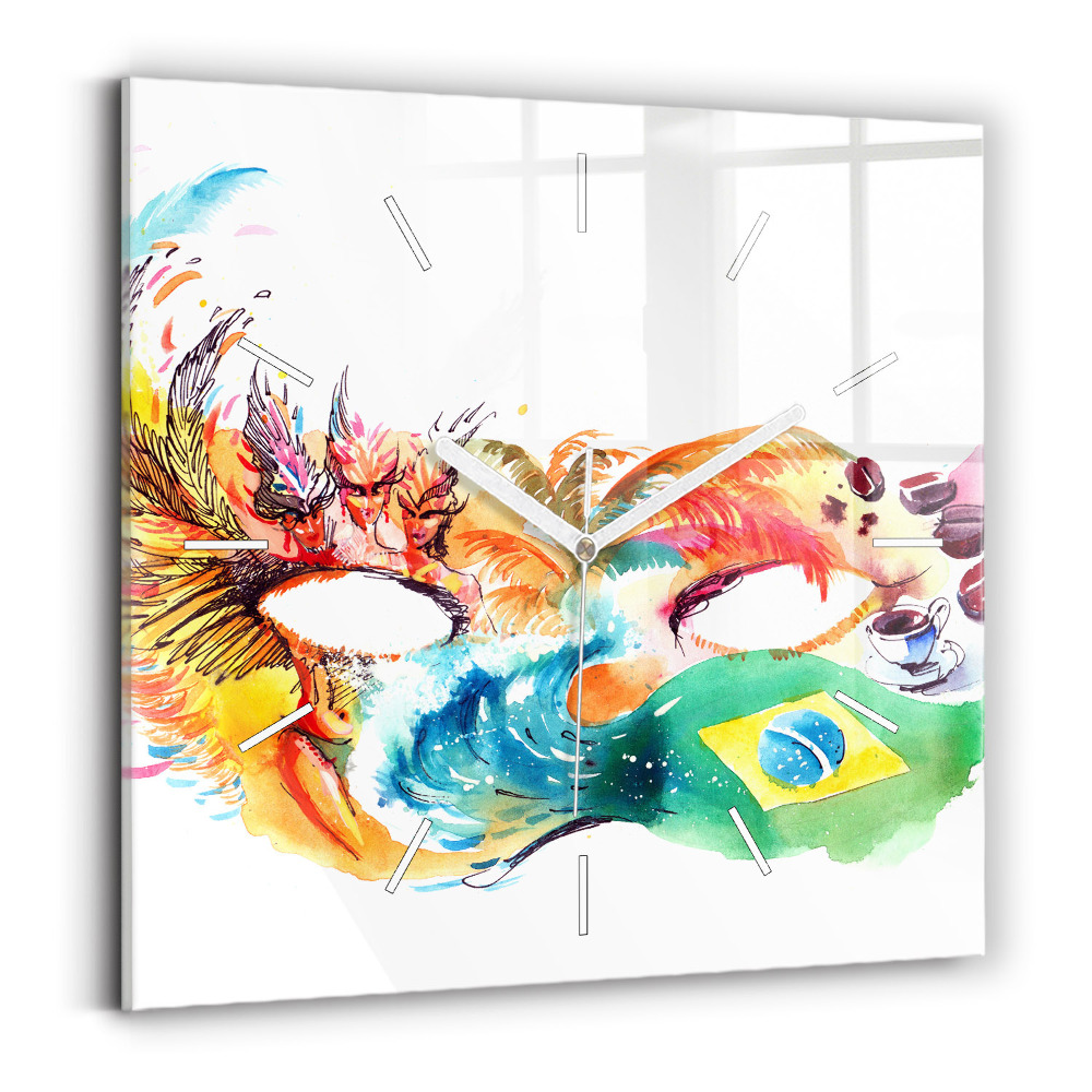 Horloge carrée en verre Culture - Drapeau du Brésil