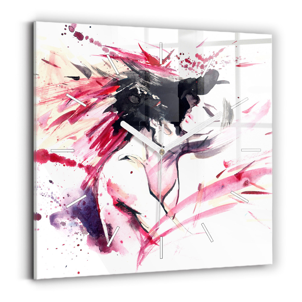 Pendule carrée en verre Amoureux abstrait