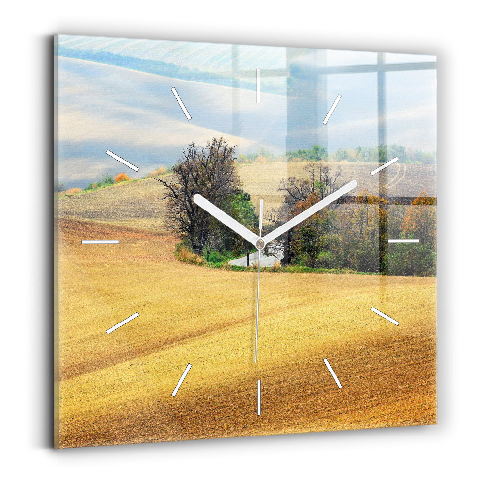 Horloge murale carrée Moravie Paysage rural
