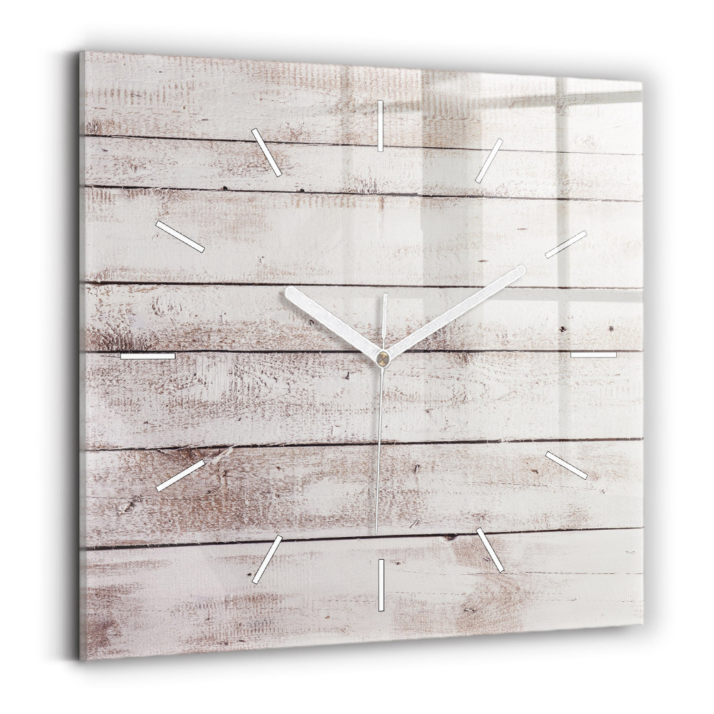 Horloge murale carrée Planches de bois clair
