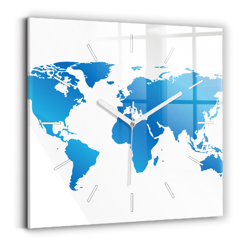 Horloge murale carrée Carte du monde