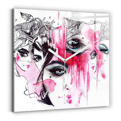 Pendule carrée en verre Abstraction aux multiples visages