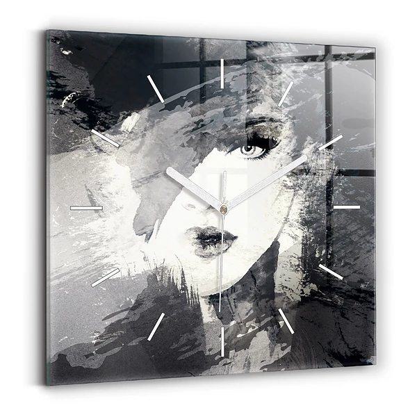 Pendule carrée en verre Femme - aquarelle