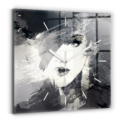 Pendule carrée en verre Femme - aquarelle