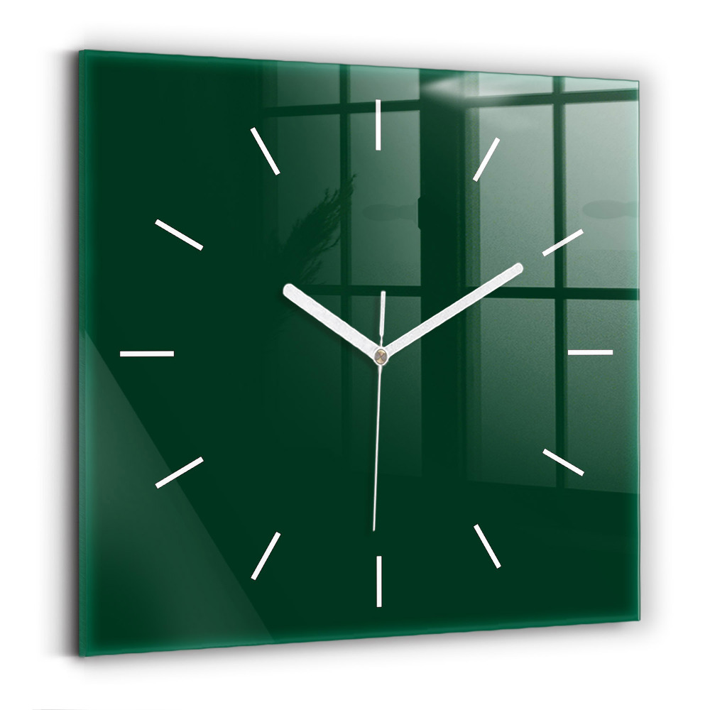 Horloge carrée en verre Couleur vert bouteille