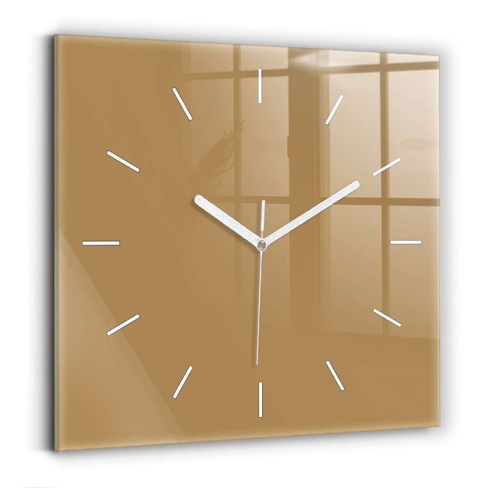 Horloge carrée en verre Beige