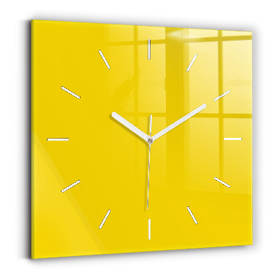 Horloge carrée en verre Jaune