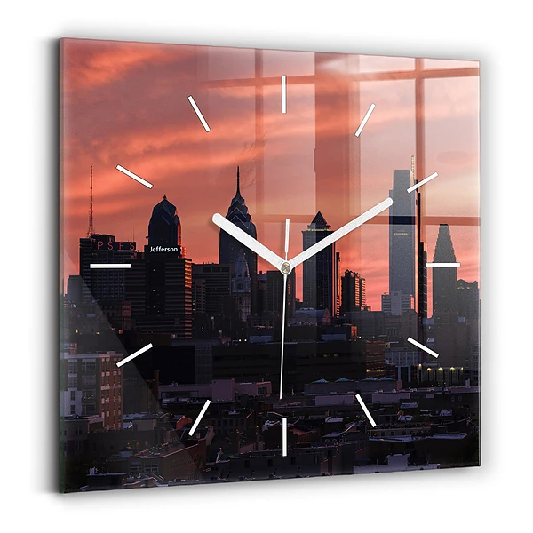 Horloge murale carrée Panorama de Philadelphie