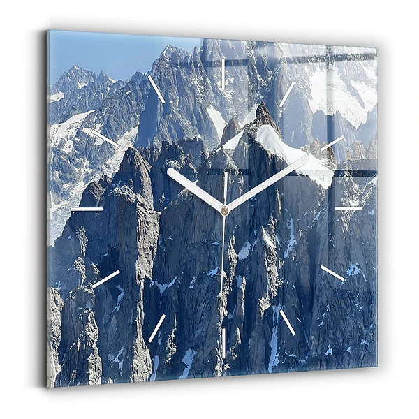 Pendule carrée en verre Les Alpes en hiver