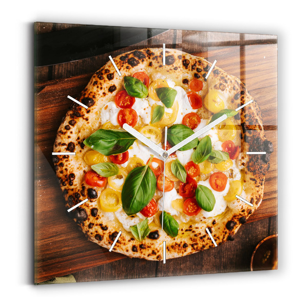 Pendule carrée en verre Pizza italienne