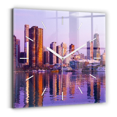 Horloge carrée en verre Vue des gratte-ciel des États-Unis