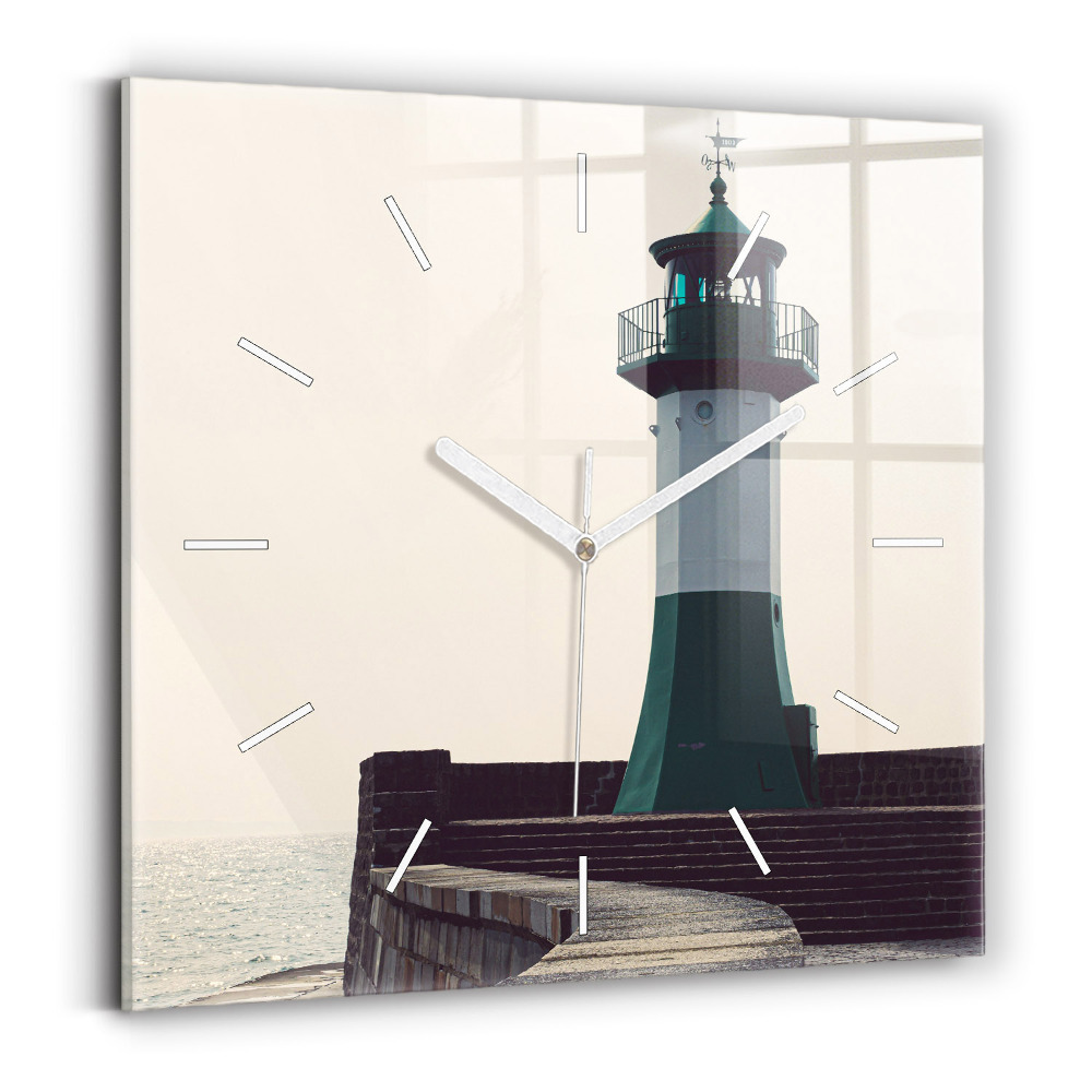 Horloge murale carrée Phare et mer
