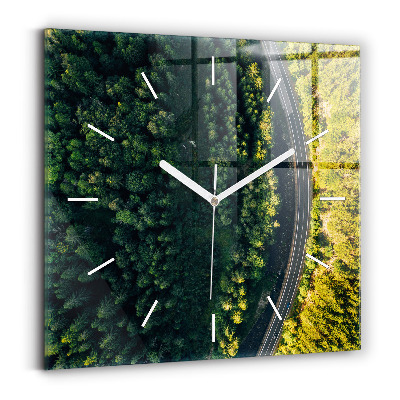 Horloge murale carrée Forêt vue d'un oiseau