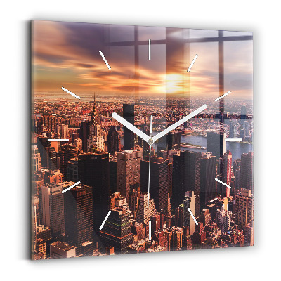 Pendule carrée en verre Panorama de la ville à l'ouest
