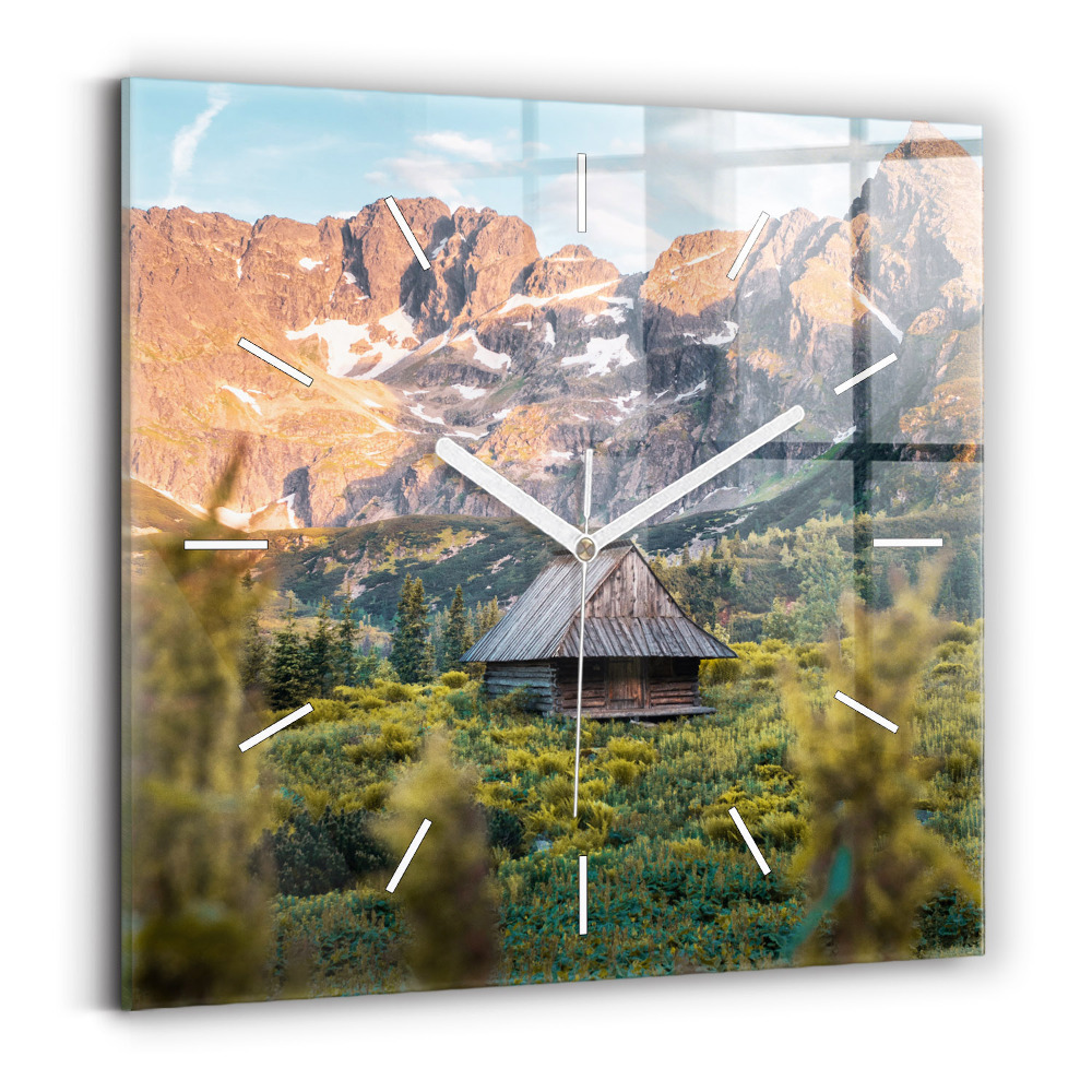 Pendule carrée en verre Chalet dans les Tatras