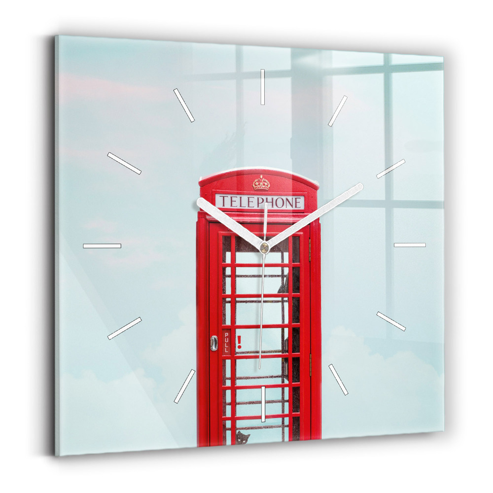 Horloge carrée en verre Cabine téléphonique