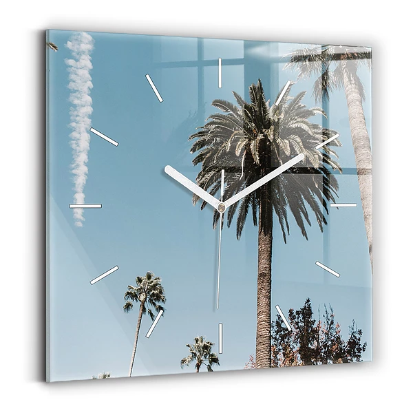 Horloge carrée en verre Palmiers à Los Angeles