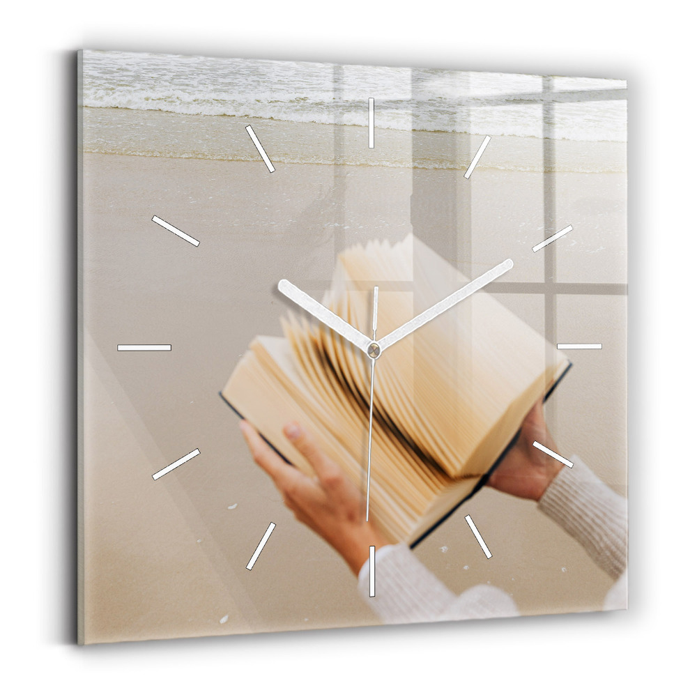 Horloge carrée en verre Un moment avec un livre