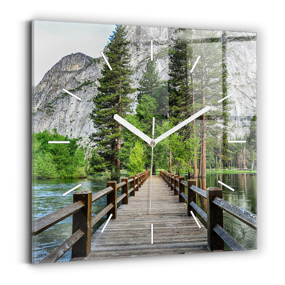 Pendule carrée en verre Pont en bois à Yosemite