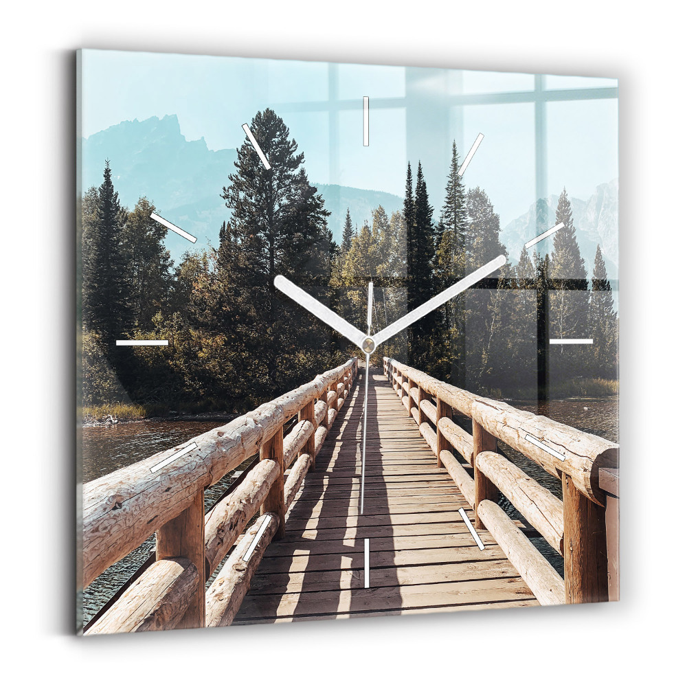 Horloge murale carrée Montagnes à Yellowstone