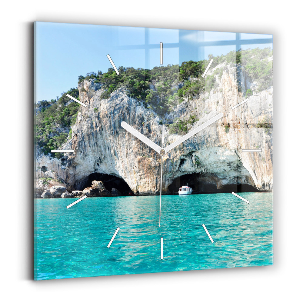 Horloge carrée en verre Grotte sous-marine