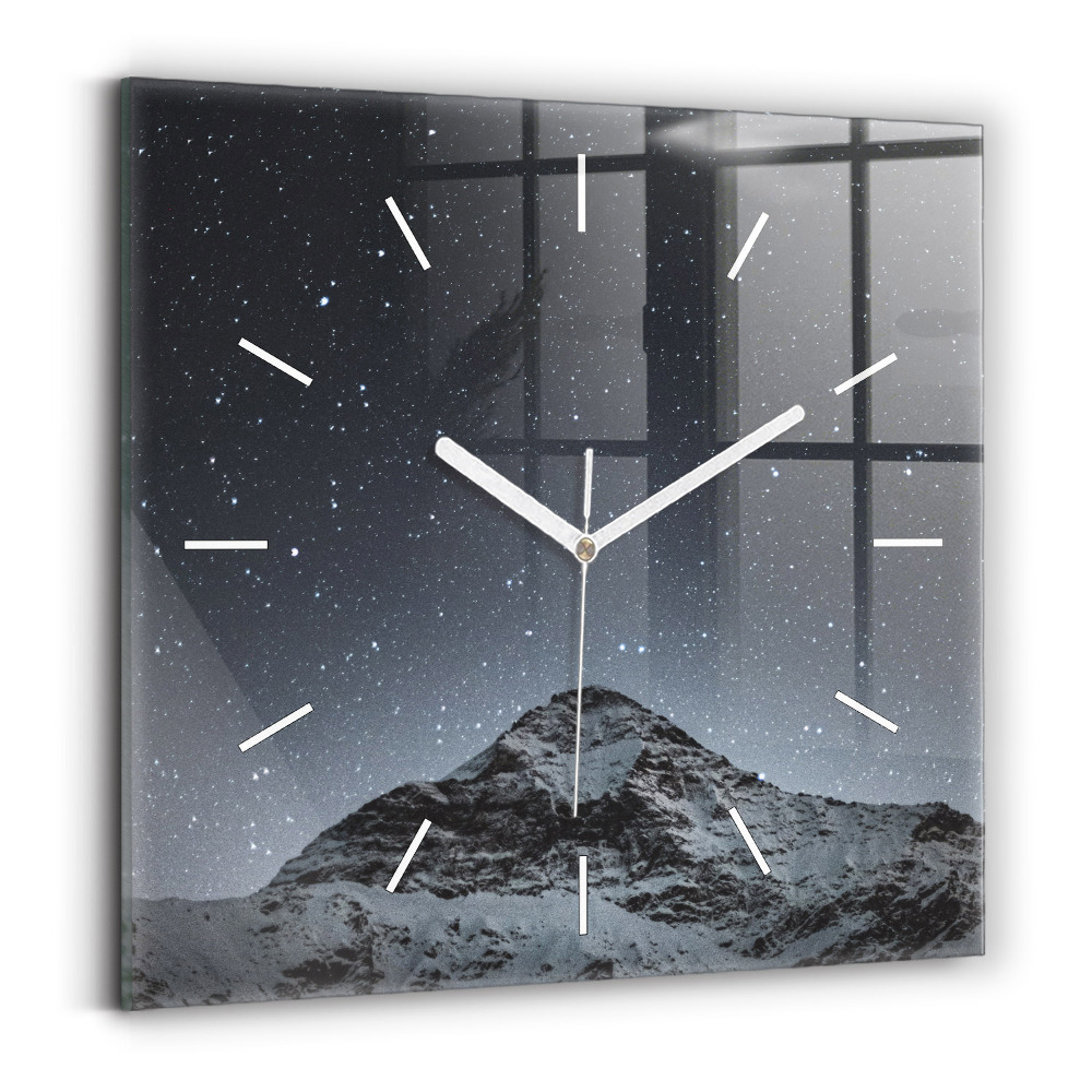Horloge murale carrée Montagne sous les étoiles