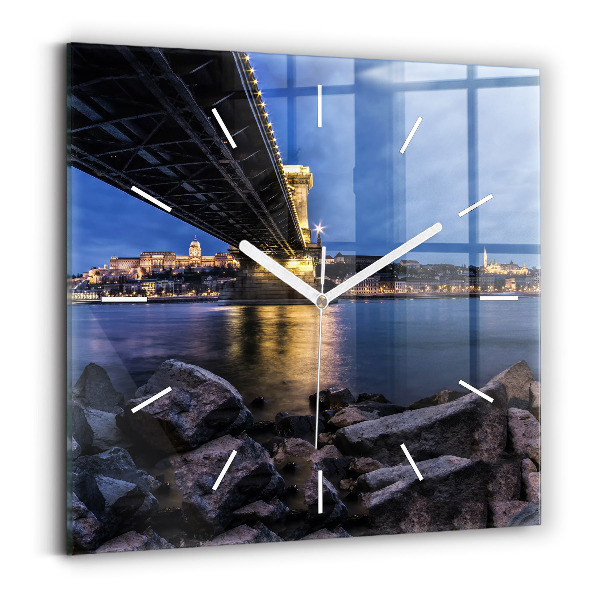 Horloge murale carrée Rivage rocheux sous le pont