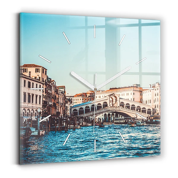 Horloge murale carrée Le pont du Rialto à Venise