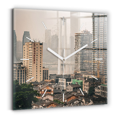 Pendule carrée en verre Vieille ville de Chongqing