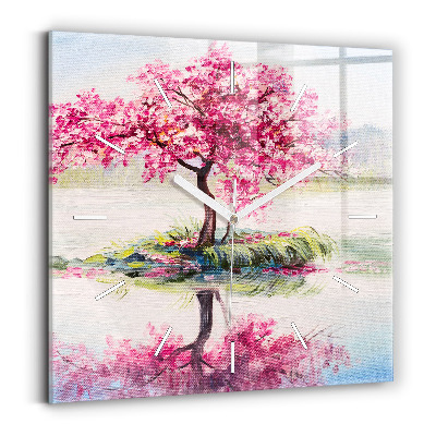 Horloge murale carrée Mosaïque d'un arbre