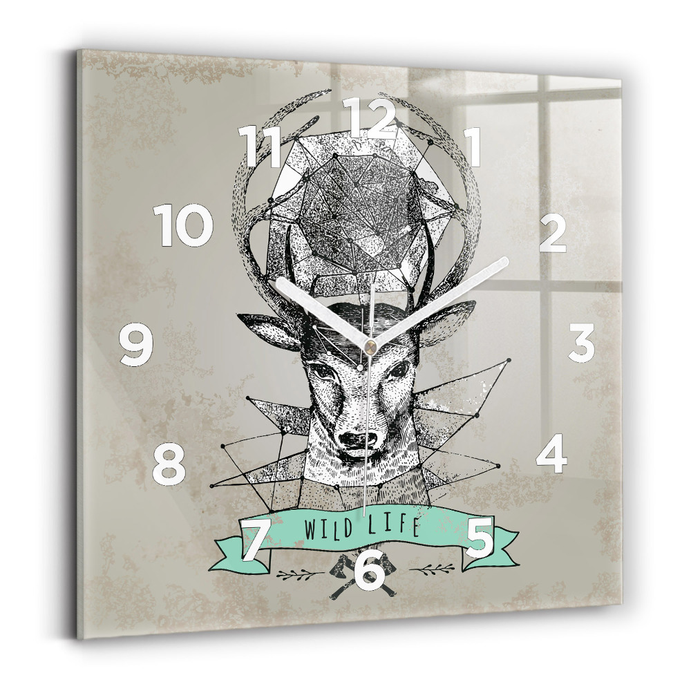 Horloge murale carrée Tête de cerf