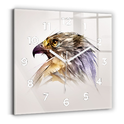 Horloge carrée en verre Oiseau de proie