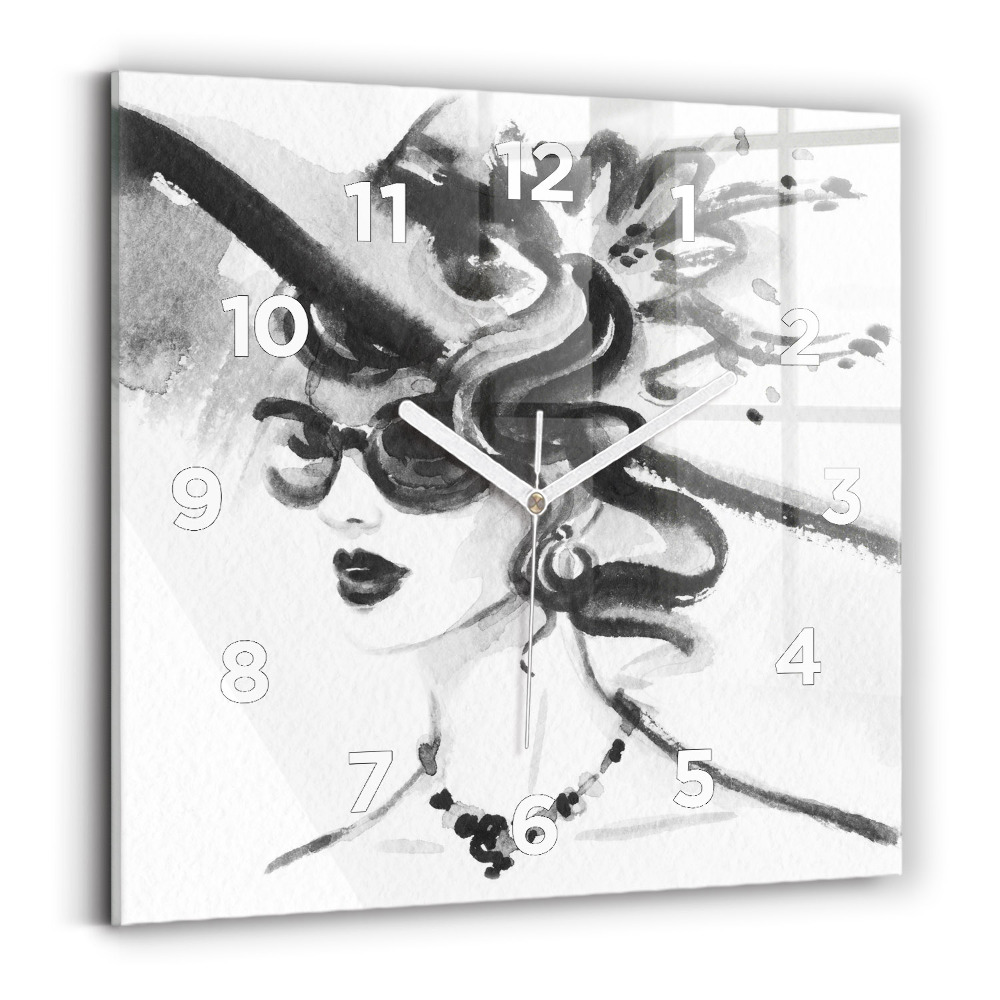 Horloge murale carrée Femme à la mode