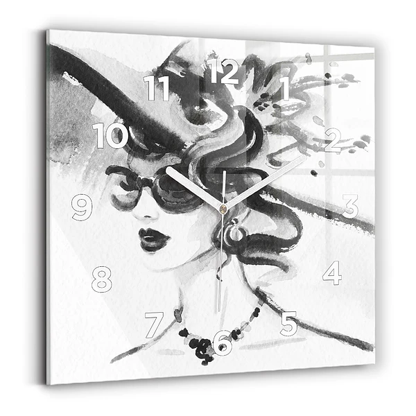 Horloge murale carrée Femme à la mode