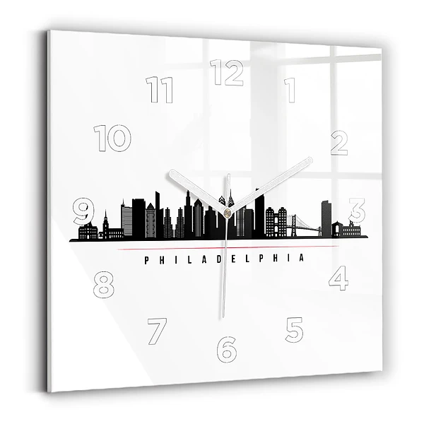 Horloge carrée en verre Illustration Philadelphie